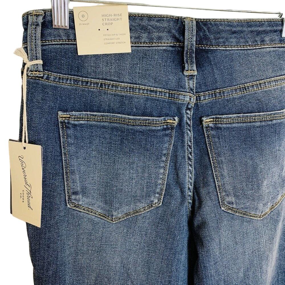 Universal Thread Straight Crop Jeans Distressed Women's Size 0 - Picture 3 of 6